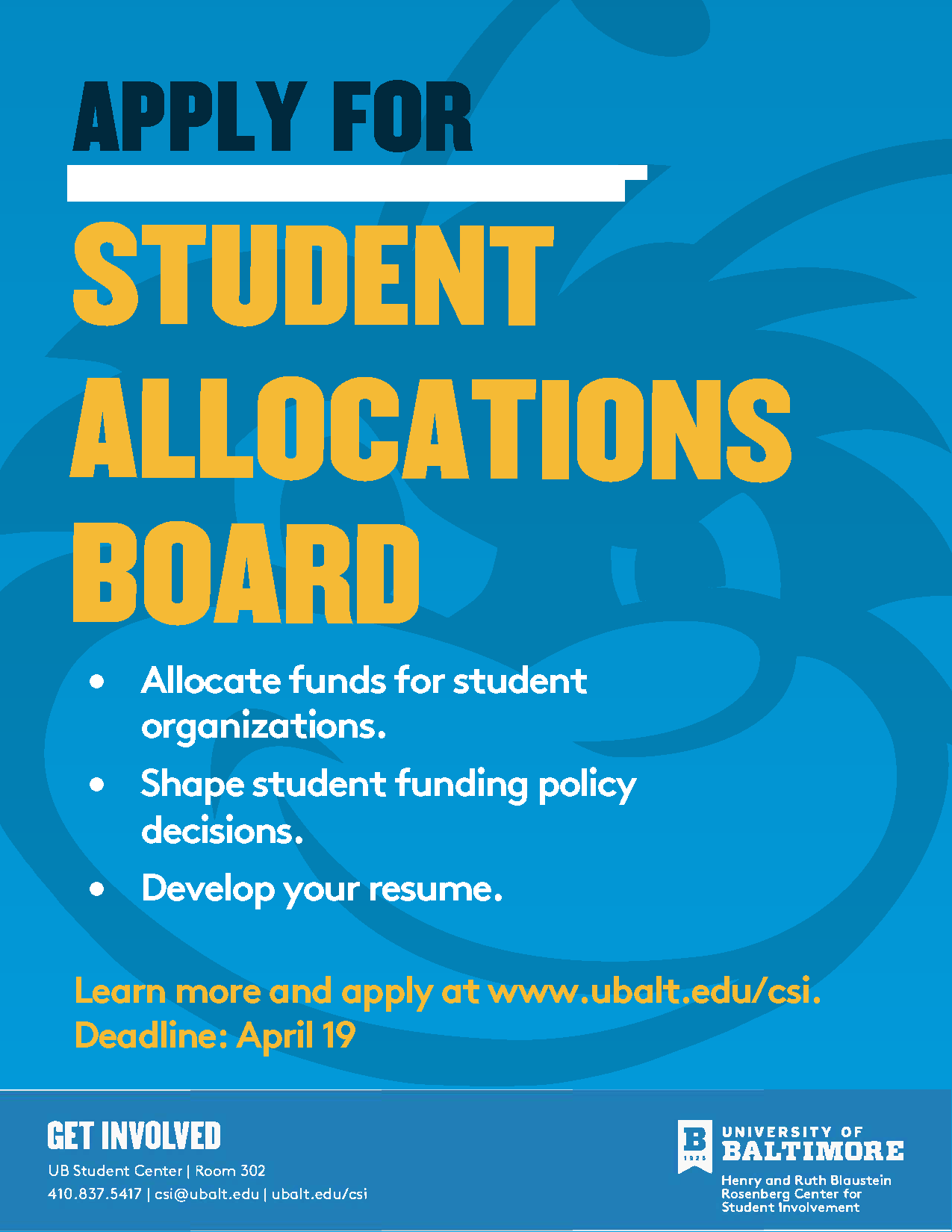 Deadline to apply for the Student Allocations Board